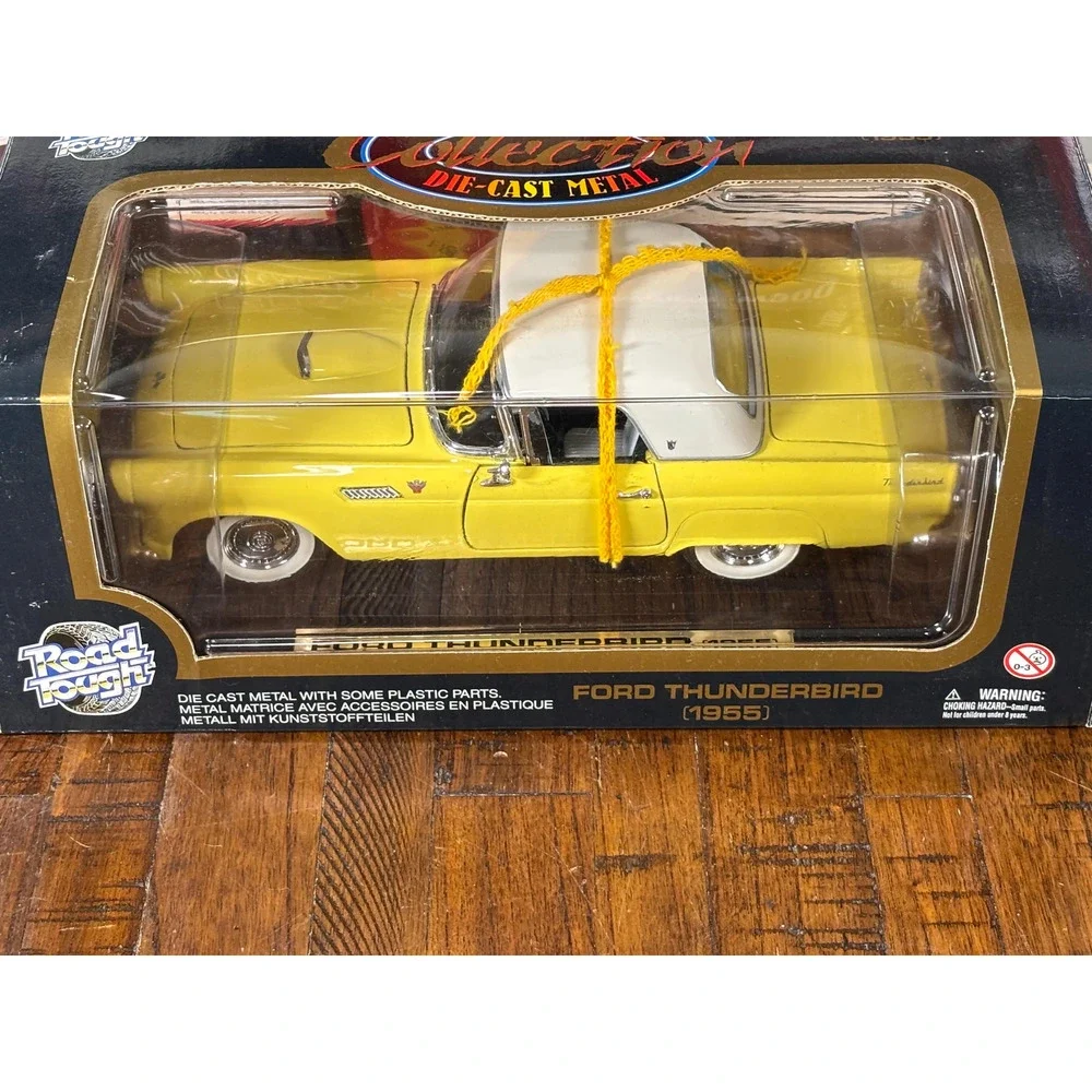 Road Tough 1955 Ford Thunderbird Convertible Yellow 1/18 Scale Diecast Car